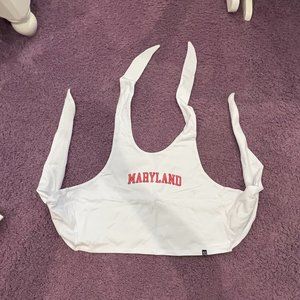 University of Maryland White Halter Tie Top